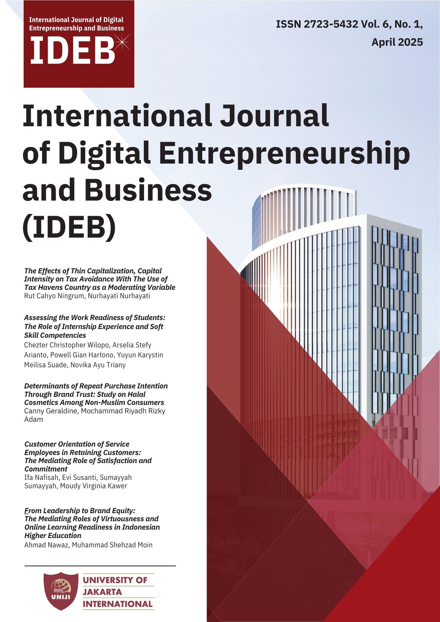					View Vol. 6 No. 1 (2025): International Journal of Digital Entrepreneurship and Business (IDEB)
				